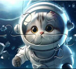 Kosmiczna układanka logiczna online 🚀🧩 Jigsaw Puzzle: Astronaut-cat