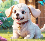 Gra Jigsaw Puzzle: Dog In Garden 🐶 Ułóż w jedną całość!
